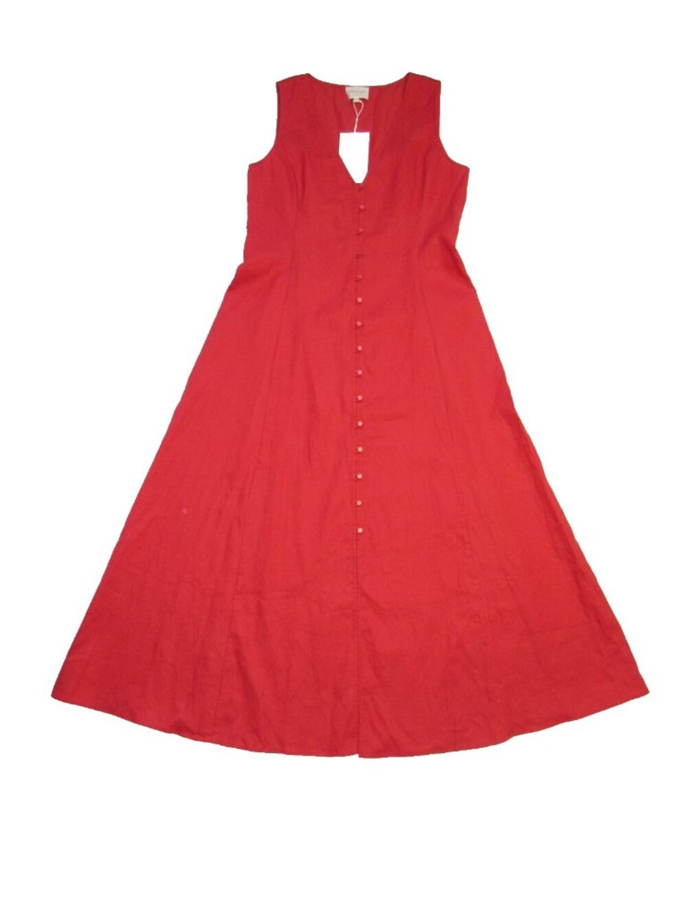 NWT Sezane Fitia Midi in Poppy Red Linen Sleeveless Shirt Dress 38 / US 6 - Picture 4 of 7